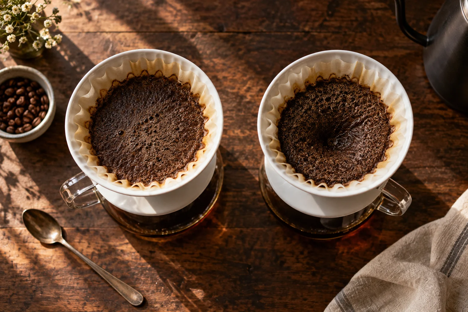 Coffee brewing still life for One Pour or Many? Understanding Pour-Over Pouring Patterns